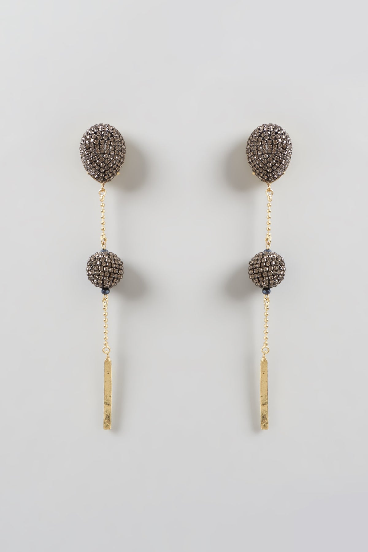 Gold Finish Dangler Earrings With Crystals