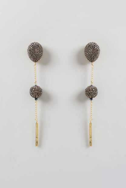Gold Finish Dangler Earrings With Crystals