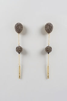 Gold Finish Dangler Earrings With Crystals