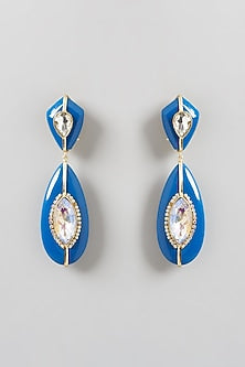 Gold Finish Dangler Earrings With Crystals