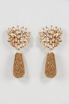 Gold Finish Floral Dangler Earrings