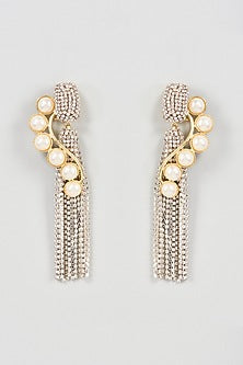 Two Tone Finish Tassel Dangler Earrings