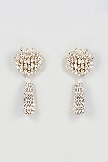 Two Tone Finish Floral Dangler Earrings