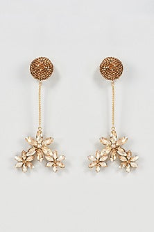 Gold Finish Floral Dangler Earrings