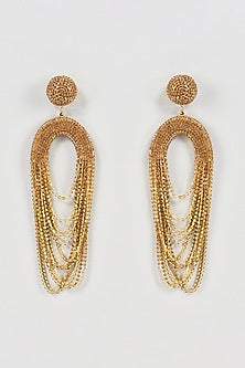 Gold Finish Crystal Waterfall Dangler Earrings