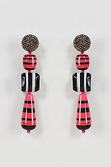 Two Tone Finish Black Crystal Dangler Earrings