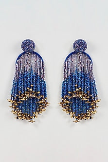 Two Tone Finish Crystal & Beaded Dangler Earrings