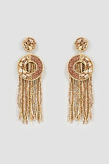 Gold Finish Crystal Dangler Earrings