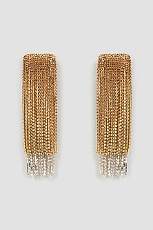 Gold Finish Crystal Dangler Earrings