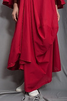 Rust Red Cowl Dress With Necklace