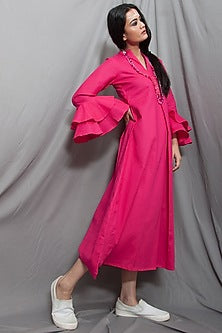 Pink Cowl Dress With Necklace