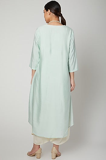 Ice Blue Two Tone Dress With Necklace