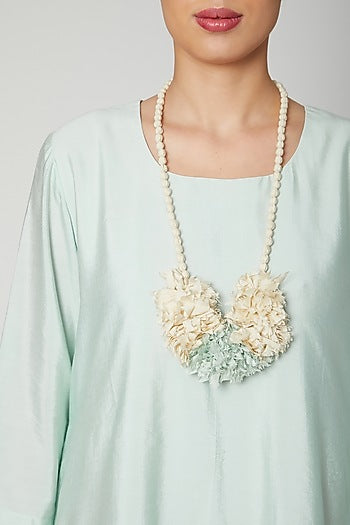 Ice Blue Two Tone Dress With Necklace