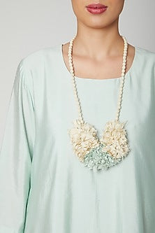Ice Blue Two Tone Dress With Necklace