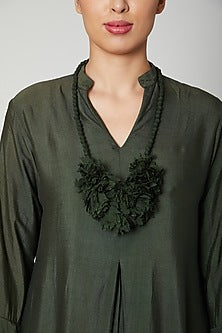 Bottle Green Dress With Necklace