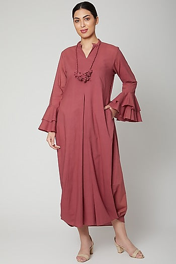 Rust Red Dress With Necklace
