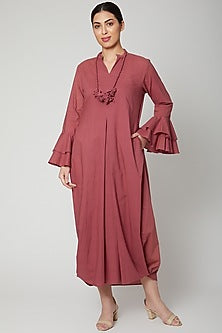 Rust Red Dress With Necklace