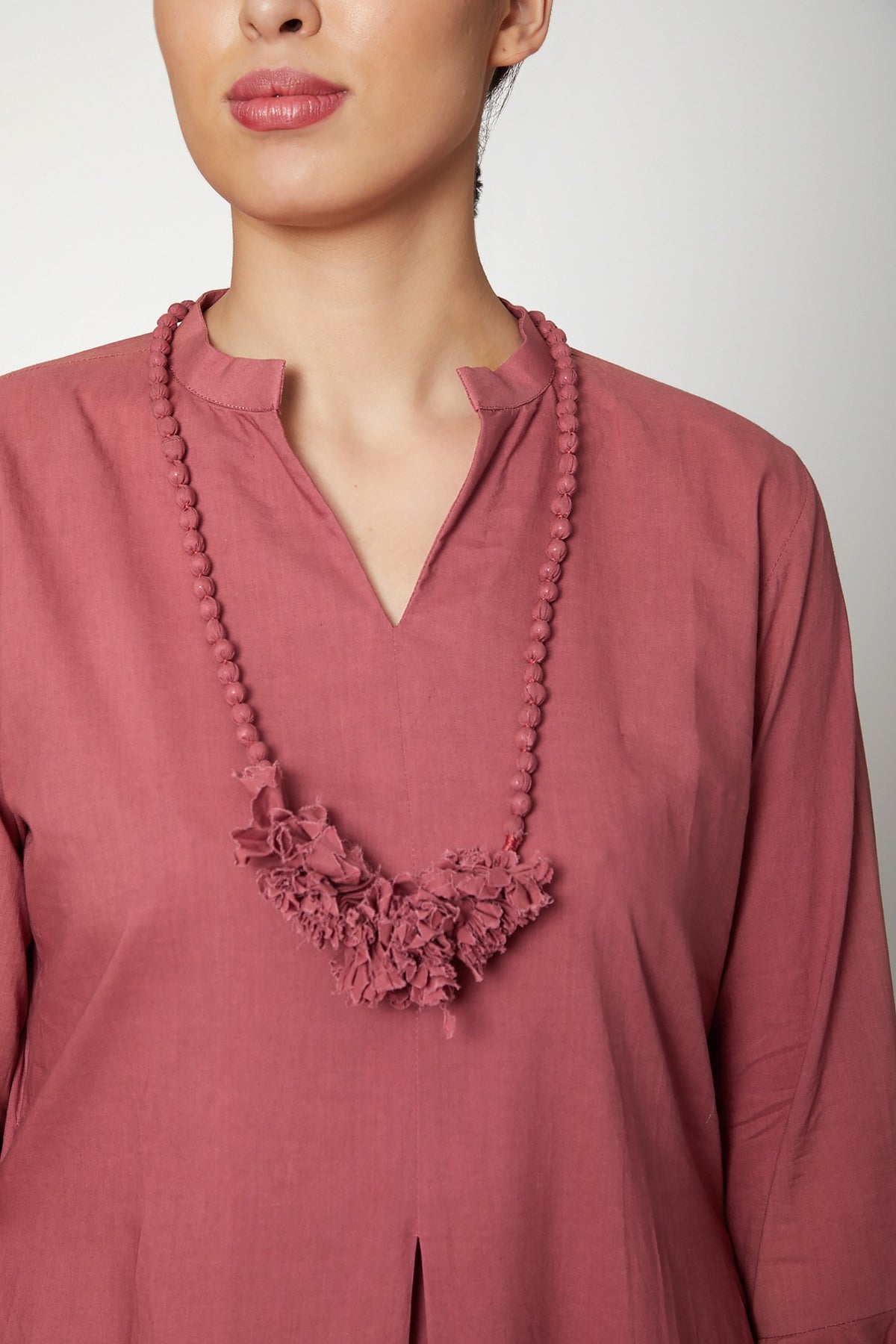 Rust Red Dress With Necklace