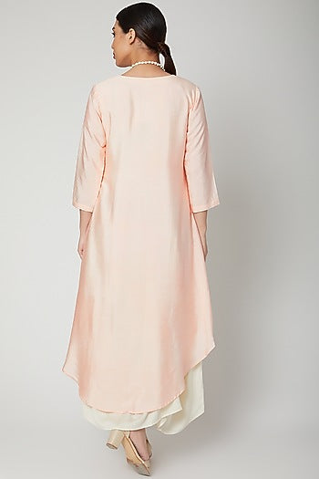 Peach Cowl Dress With Necklace