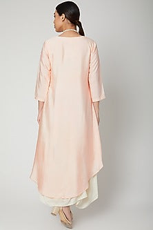 Peach Cowl Dress With Necklace