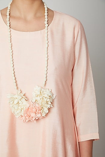 Peach Cowl Dress With Necklace