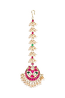 Gold Plated Maang Tikka With Semi Precious Beads