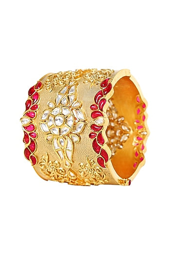 Gold Plated Kundan Polki Bangle