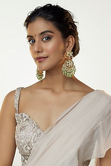 Gold Plated Kundan Polki & Natural Pearl Chandbaali Earrings