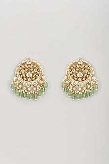 Gold Plated Kundan Polki & Natural Pearl Chandbaali Earrings