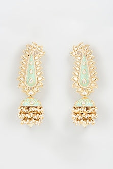 Gold Plated Kundan & Pearl Dangler Earrings
