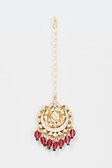 Gold Plated Jadtar Stone Maang Tikka