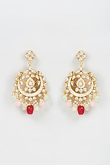 Gold Plated Kundan Polki Chandbali Earrings