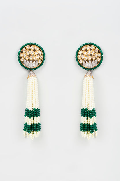 Gold Plated Kundan Polki Dangler Earrings