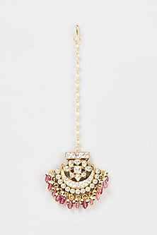 Gold Plated Kundan Polki Maang Tikka