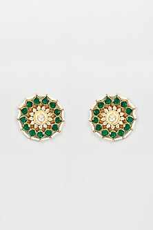 Gold Plated Kundan & Jadtar Stud Earrings