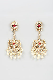 Gold Plated Kundan Polki Chandbali Earrings