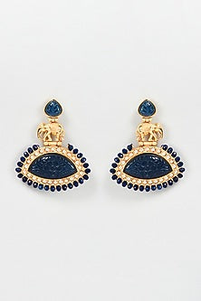 Gold Plated Carved Stone Earrings