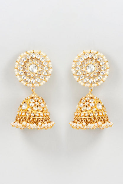 Gold Plated Jadtar Jhumka Earrings