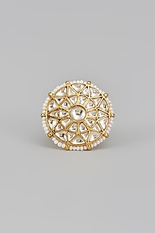Gold Finish Kundan Polki Ring