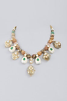 Gold Finish Shell Pearl Necklace