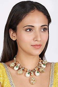 Gold Finish Shell Pearl Necklace