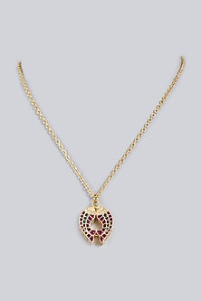 Gold Finish Ruby Pendant Necklace
