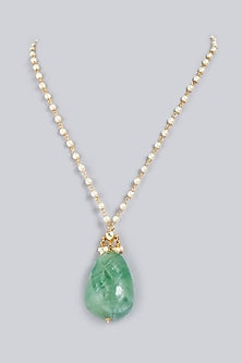 Gold Finish Fluorite Stone Necklace