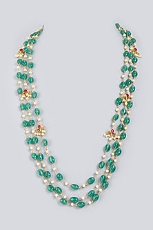 Gold Finish Shell Pearl Layered Necklace