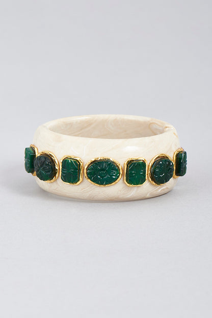 Gold Finish Semi-Precious Ruby Bangle
