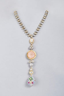 Two-Tone Finish Rose Quartz Long Necklace
