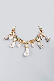 Gold Finish Baroque Pearl & Kundan Polki Choker Necklace
