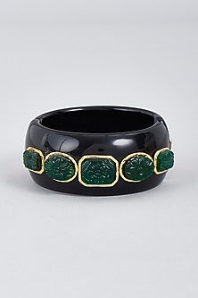 Gold Finish Ruby & Emerald Stone Bangle