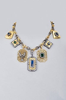 Two-Tone Finish Quartz Stone Electroplated Necklace