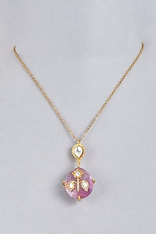 Gold Finish Amethyst Stone Necklace